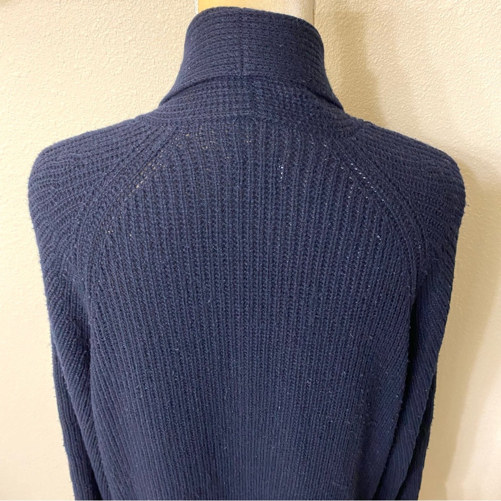 Vince Ribbed Wool Cashmere Open-Front Navy Cardigan Sweater - Picture 5 of 12